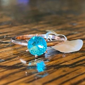 Aqua and Rose Gold Ring